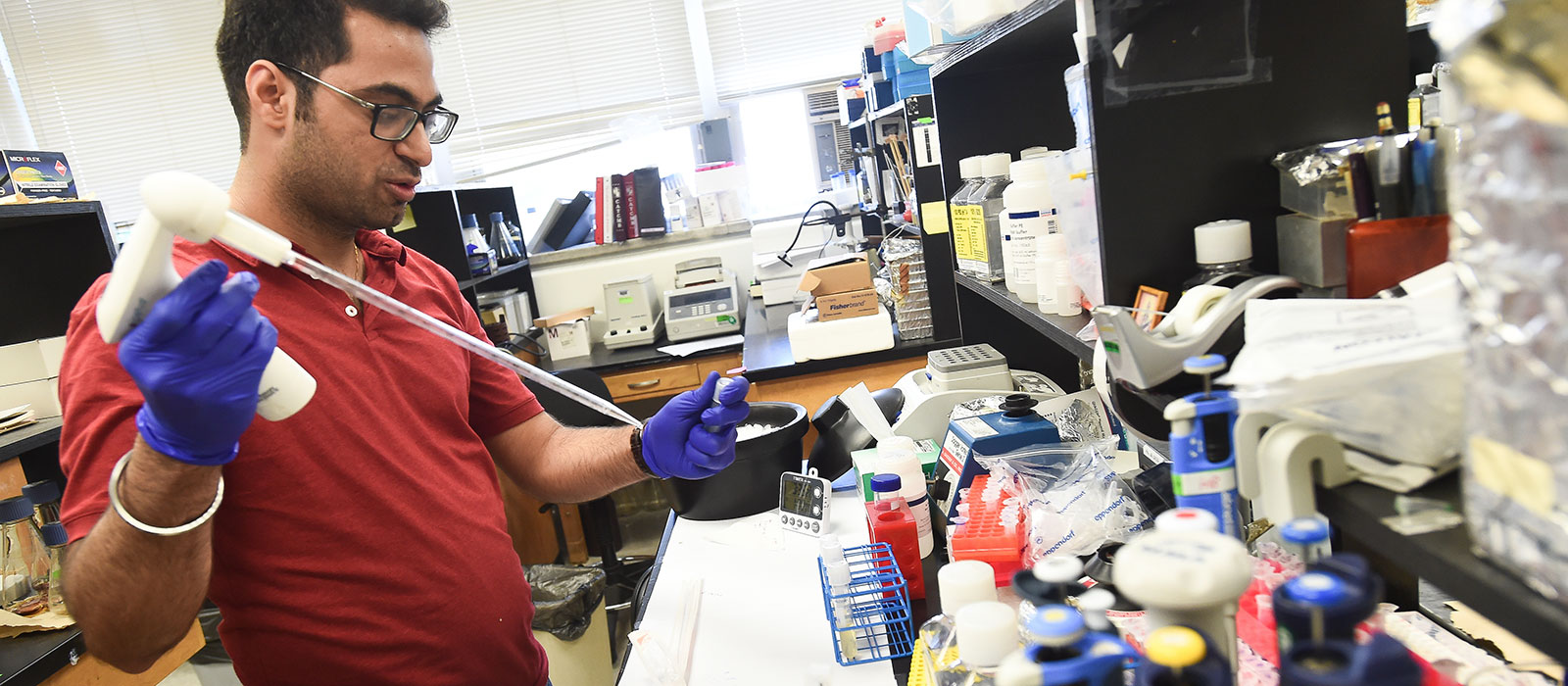 Student in biology lab