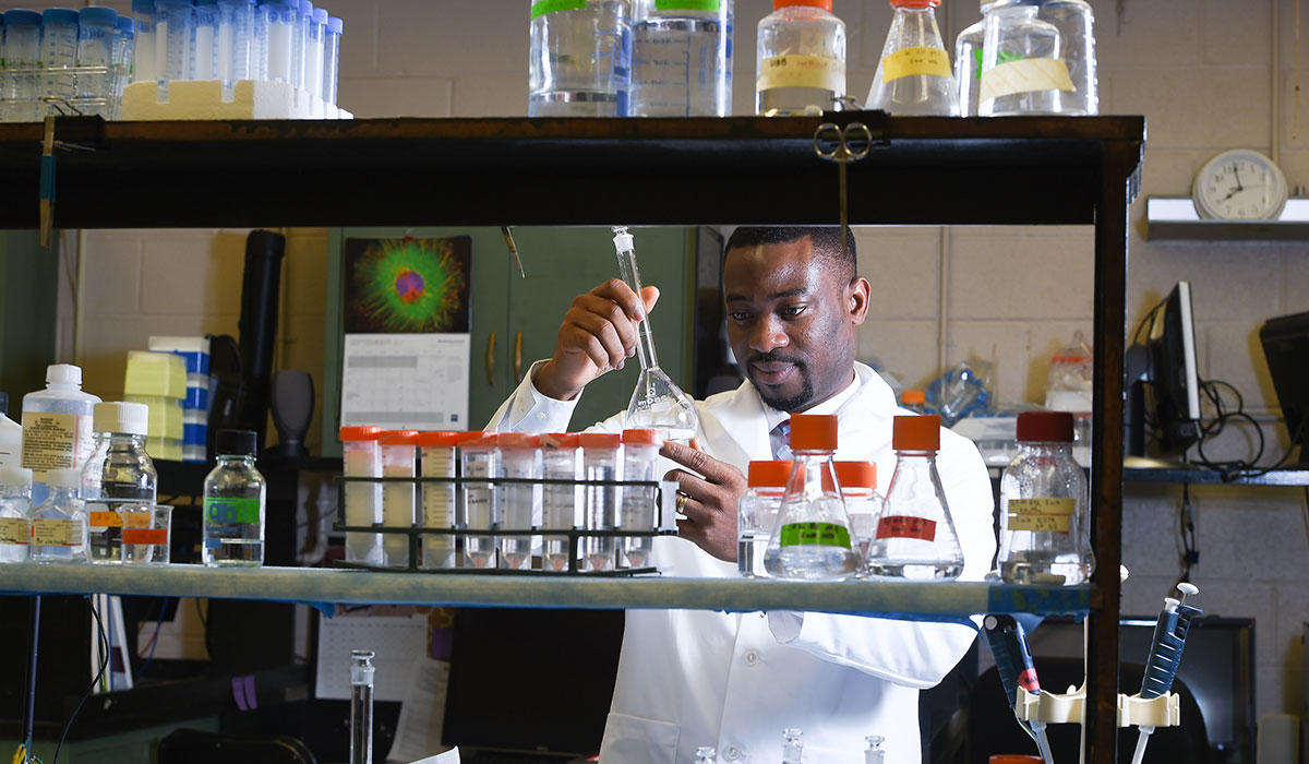 Student in lab